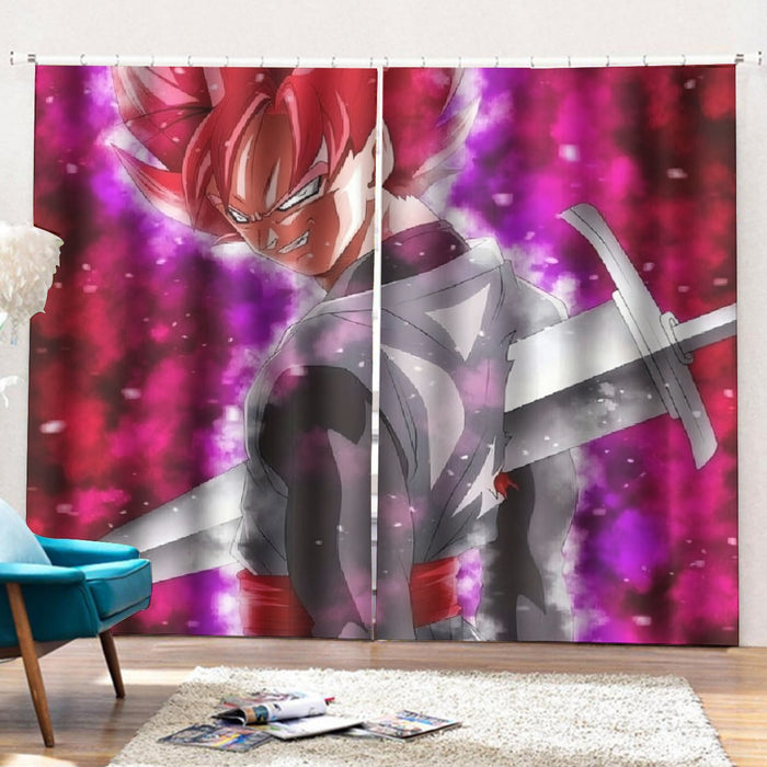 Dragon Ball Super Black Goku Rose Impaled Trunks Sword Curtains with Hooks