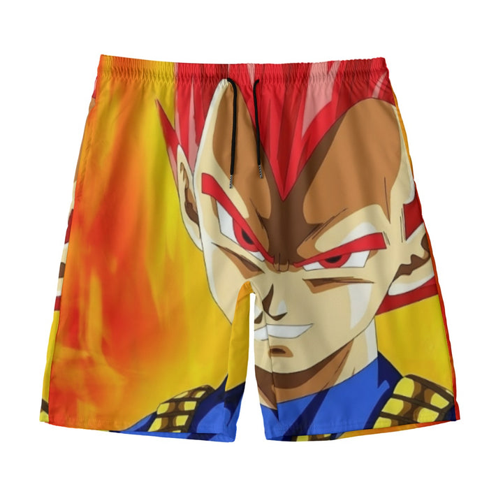 Dragon Ball Vegeta Super Saiyan Red God Vibrant Print Beach Pants