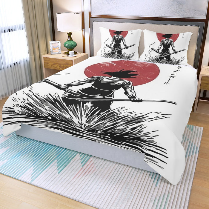 Goku With Red Moon Dragon Ball Three Piece Duvet Cover Set