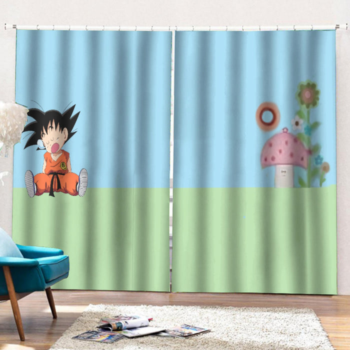 Dragon Ball Goku Kid Cute Day Dreamer Sleeping Anime Design Curtains with Hooks