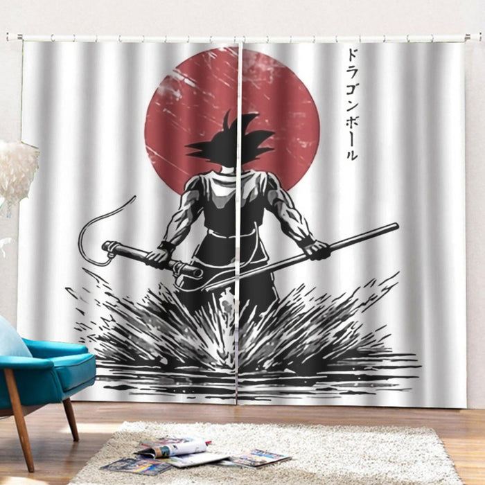 Goku With Red Moon Dragon Ball Curtains with Hooks