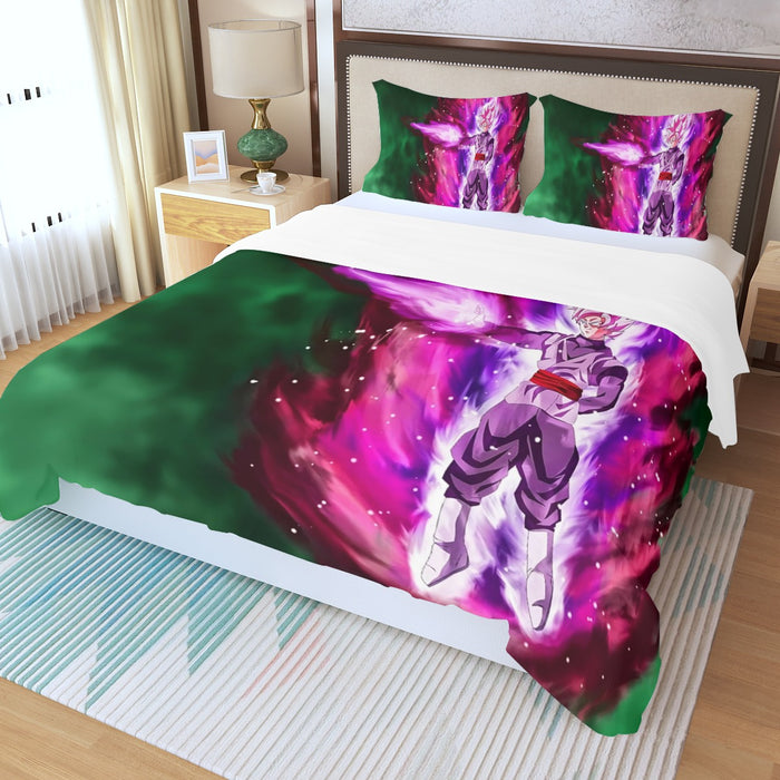 Goku Black Super Saiyan Rose Power Aura Streetwear Design Three Piece Duvet Cover Set