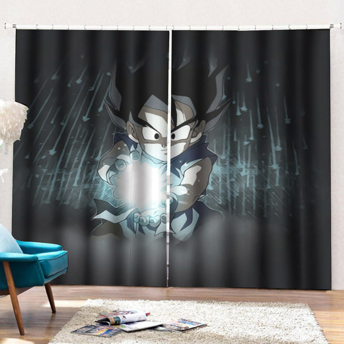 Dragon Ball Goku Kid Practice Kamehameha Cute Round Neck Design Curtains with Hooks