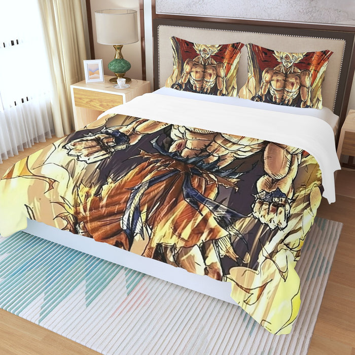 Powerful Goku Super Saiyan 2 Transformation SSJ2 Three Piece Duvet Cover Set