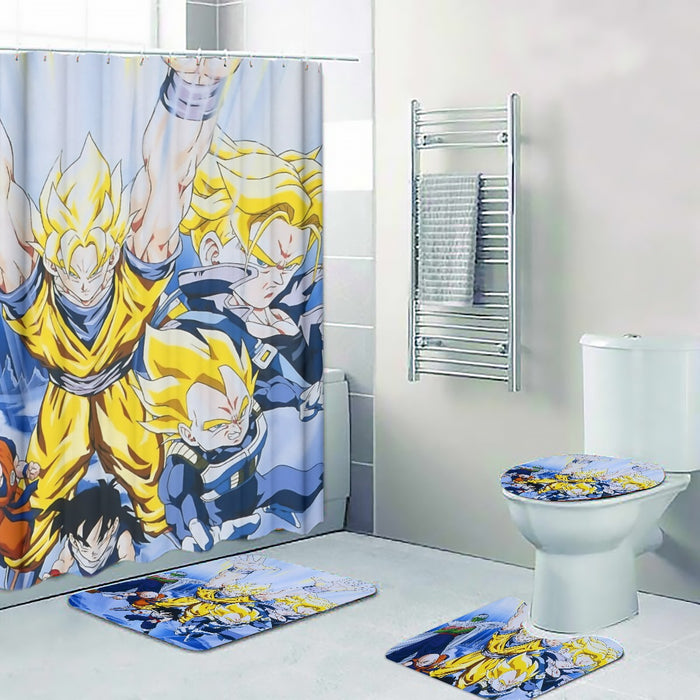 DBZ Goku Saiyan Spirit Bomb Vegeta Piccolo Gohan Trunks Vibrant Design Four-piece Bathroom