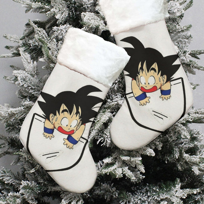 Smiling Goku On Pocket Of Dragon Ball Z Christmas Socks