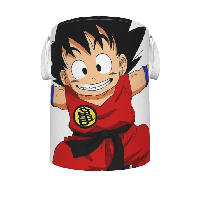 DBZ Jumping Kid Goku In His Training Suit Laundry Basket