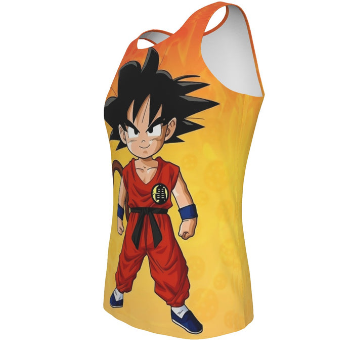 Cute Young Kid Goku Yellow Dragon Ball 3D Tank Top