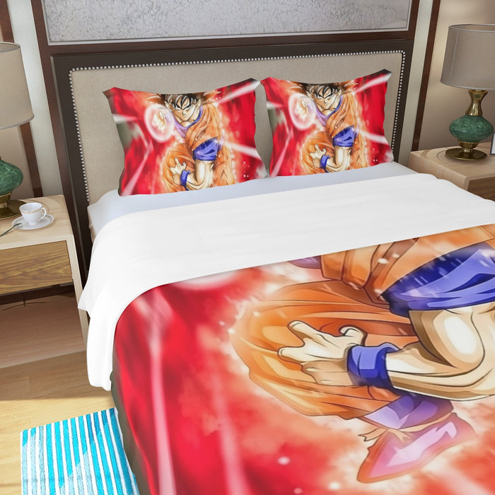 Dragon Ball Super Goku Red Kaioken Energy Epic Punch Three Piece Duvet Cover Set