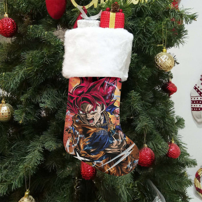 Goku Super Saiyan God Christmas Socks