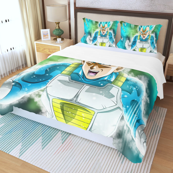 Dragon Ball Super Blue Vegeta Super Saiyan God Cool  Three Piece Duvet Cover Set