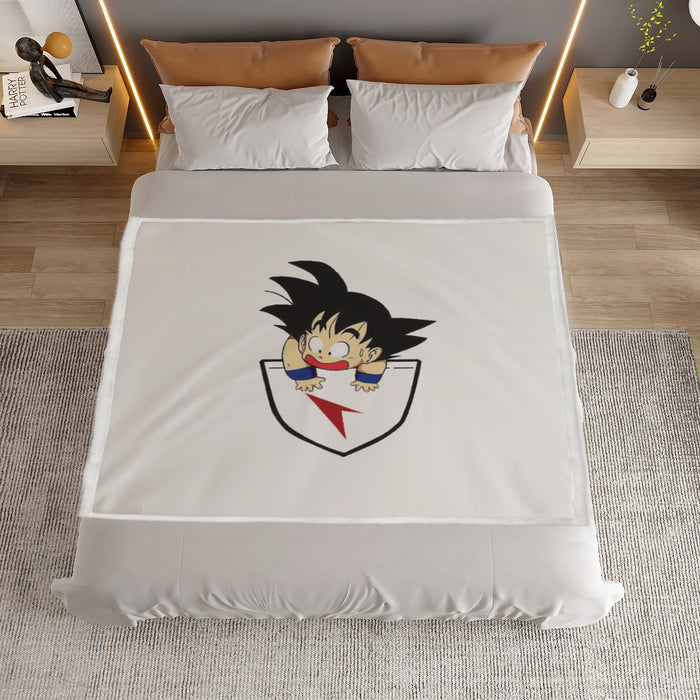 Dragon Ball Kid Goku Coming Out Of Pocket Household Warm Blanket