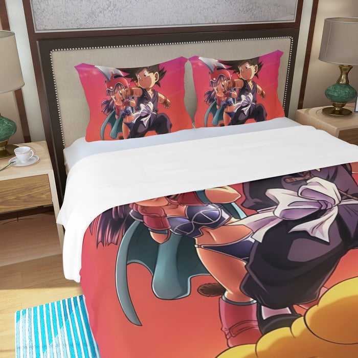 Kid Goku and Chichi Flying on Golden Cloud 3D Three Piece Duvet Cover Set