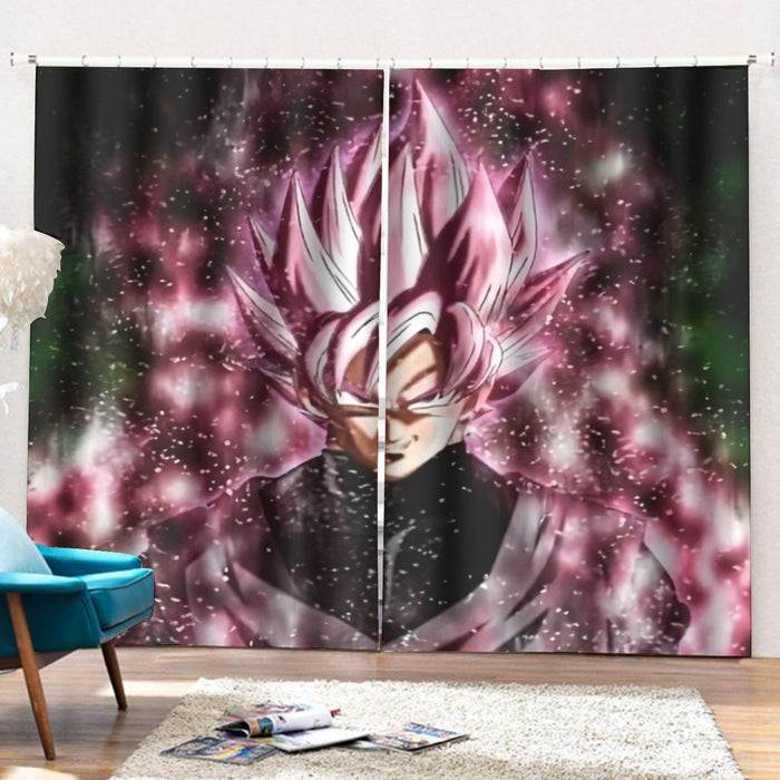 Dragon Ball Z Super Saiyan Goku Black Rose Pink Curtains with Hooks