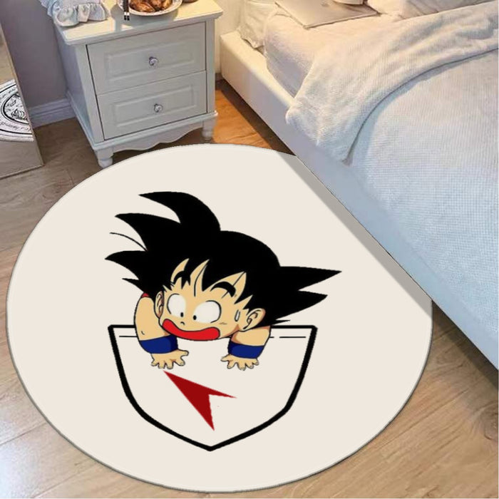 Dragon Ball Kid Goku Coming Out Of Pocket round mat