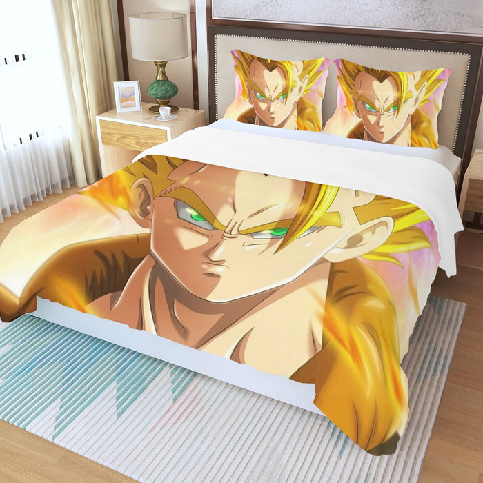 Dragon Ball Z Gogeta Super Saiyan Warrior Power Full Print Streetwear Three Piece Duvet Cover Set