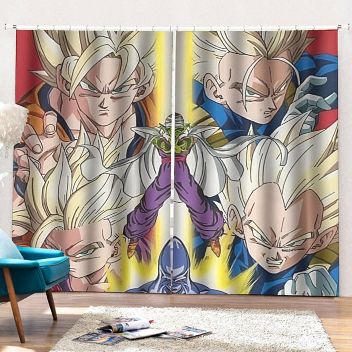 Dragon Ball Goku Vegeta Saiyan Piccolo Namekian Vibrant Design Curtains with Hooks