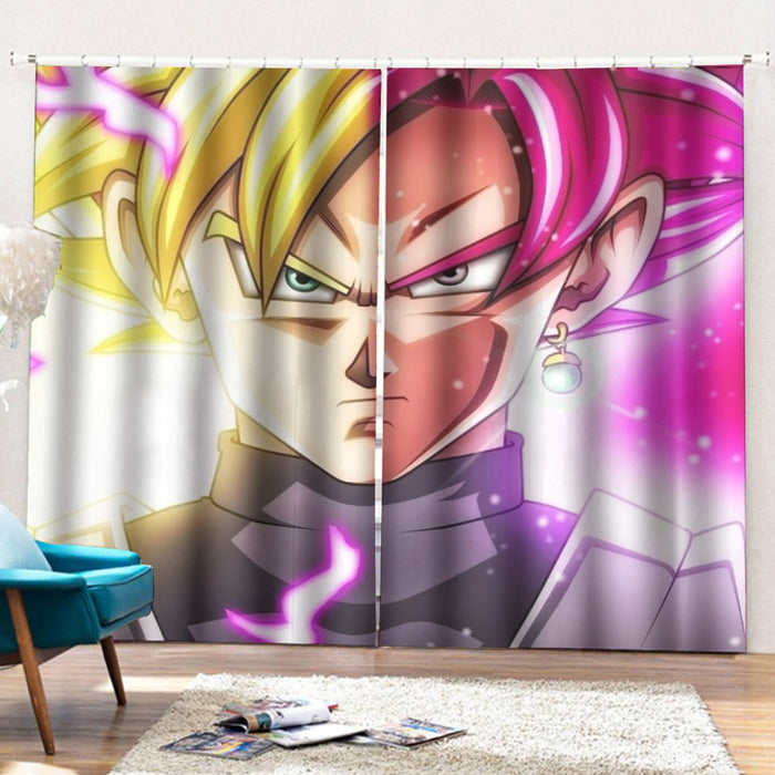 DBZ Goku God Half Rose and Golden Portrait Dope Design Curtains with Hooks