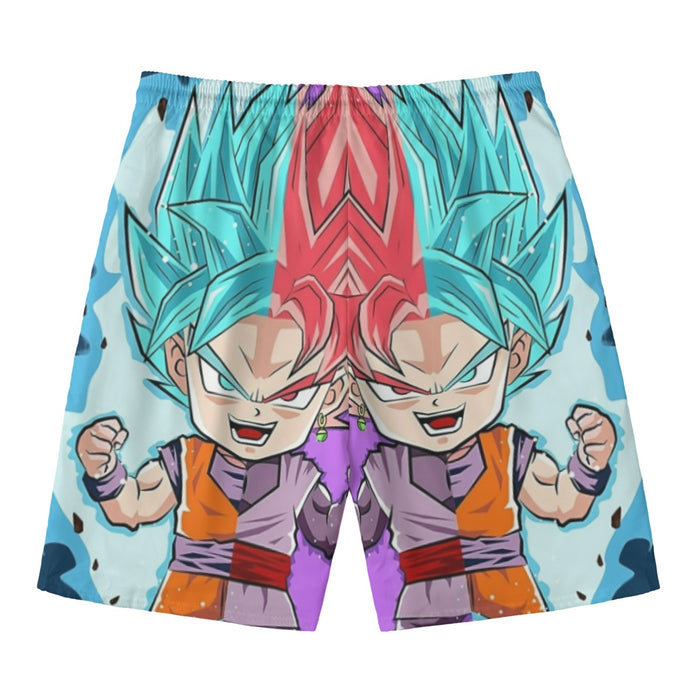 DBZ Goku Zamasu SSGSS God Blue Rose Super Saiyan Chibi Beach Pants