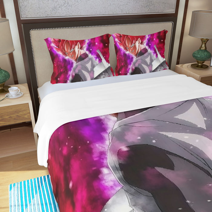 Dragon Ball Super Black Goku Rose Impaled Trunks Sword Three Piece Duvet Cover Set