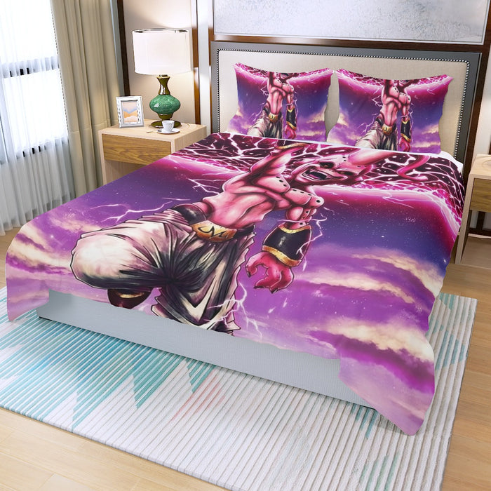 DBZ Kid Buu Super Villain Giant Ki Blast Realistic Design Three Piece Duvet Cover Set