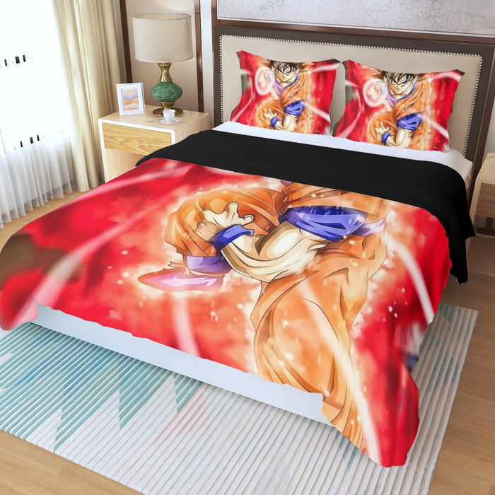 Dragon Ball Super Goku Red Kaioken Energy Epic Punch Three Piece Duvet Cover Set