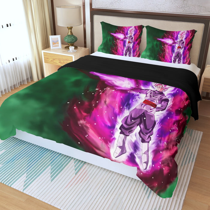 Goku Black Super Saiyan Rose Power Aura Streetwear Design Three Piece Duvet Cover Set