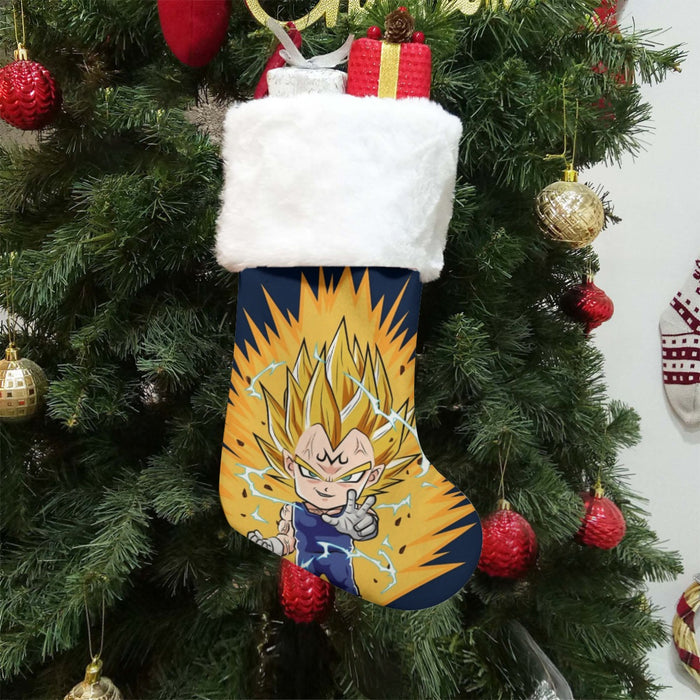 DBZ Majin Vegeta Super Saiyan Prince Power Aura Chibi Sketch Christmas Socks