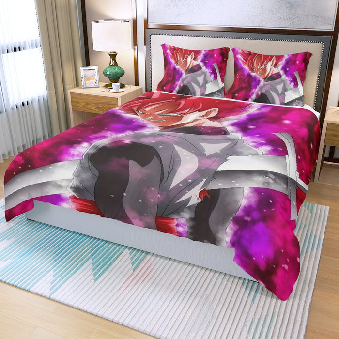 Dragon Ball Super Black Goku Rose Impaled Trunks Sword Three Piece Duvet Cover Set