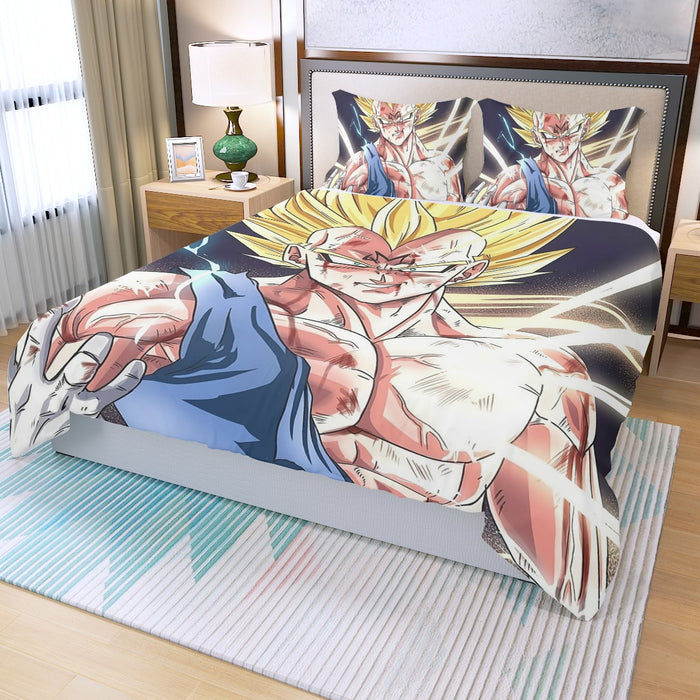 DBZ Majin Vegeta Saiyan Prince Fight Injure Manga Style Trending Three Piece Duvet Cover Set