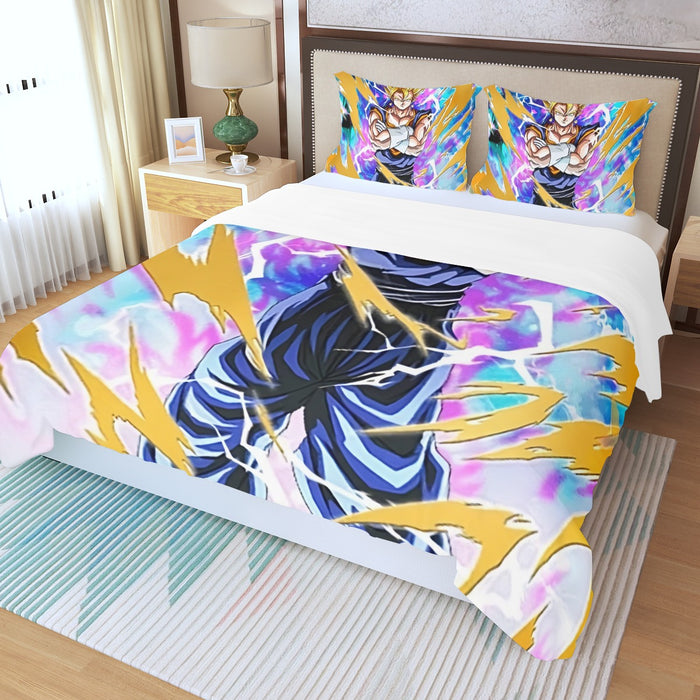 Dragon Ball Vegito Super Power Aura Thunder Earing Super Saiyan Three Piece Duvet Cover Set