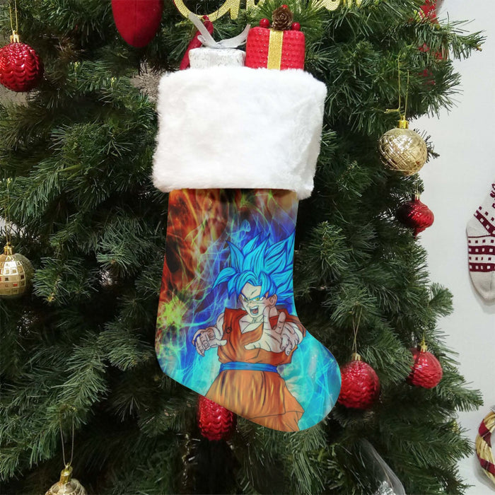 DBZ Goku Super Saiyan God Blue SSGSS Power Aura Fire Theme Design Christmas Socks