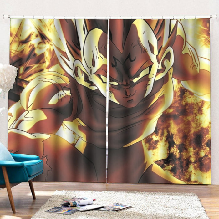 Dragon Ball Z Dope Majin Vegeta Grin Yellow Aura Curtains with Hooks