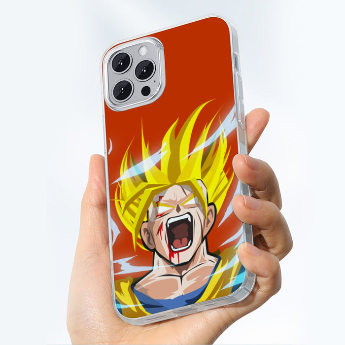 Dragon Ball Goku Super Saiyan Angry Scream Hand Drawing Design iPhone 13 Case