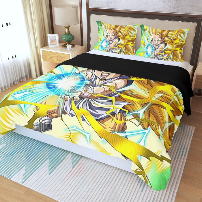 Dragon Ball Kid Goku SSJ3 Kamehameha Three Piece Duvet Cover Set