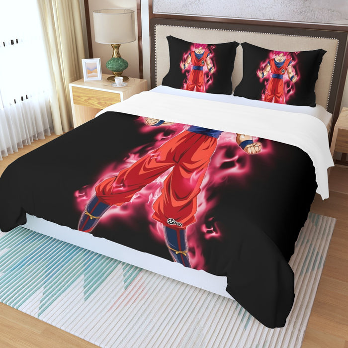 Dragon Ball Super Son Goku Red Kaioken Ultra Instinct Three Piece Duvet Cover Set