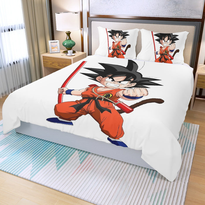 Kid Goku Fighting Dragon Ball Z Three Piece Duvet Cover Set