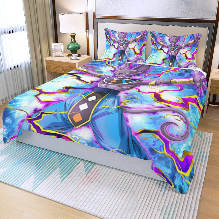 Dragon Ball Super Beerus Destruction God Egyptian Cat Vibrant Design Three Piece Duvet Cover Set