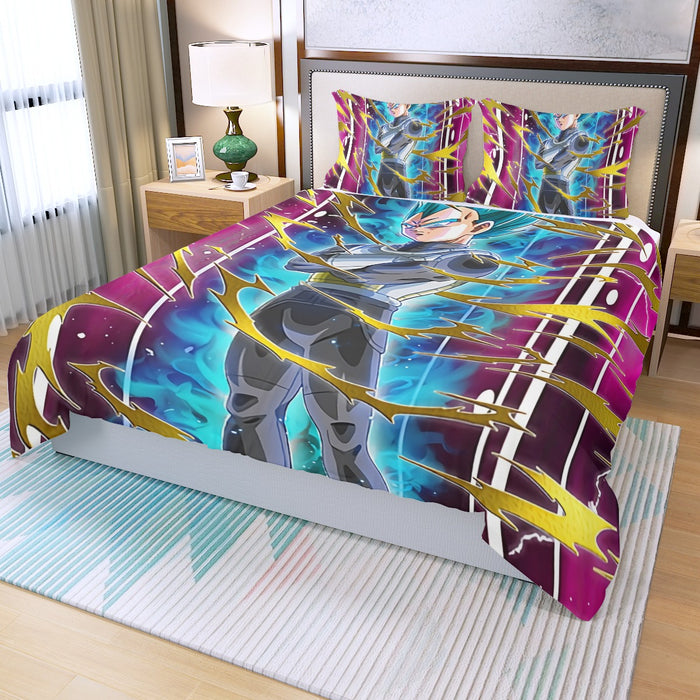 Dragon Ball Vegeta Super Saiyan God Blue SSGSS Aura Power Dope Design Three Piece Duvet Cover Set