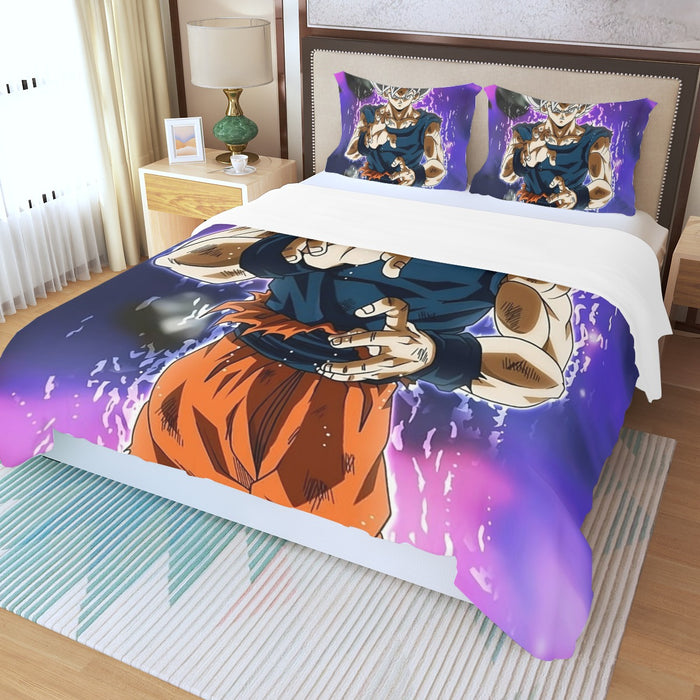 Dragon Ball Z Goku Ultra Instinct Form White Hair Three Piece Duvet Cover Set