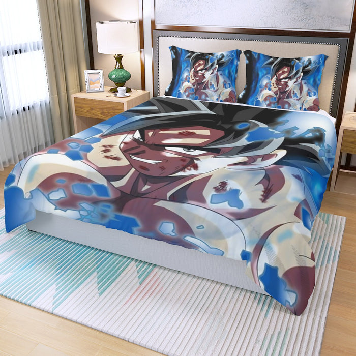 Dragon Ball Super Goku Blue Ultra Instinct Dope Grin Three Piece Duvet Cover Set