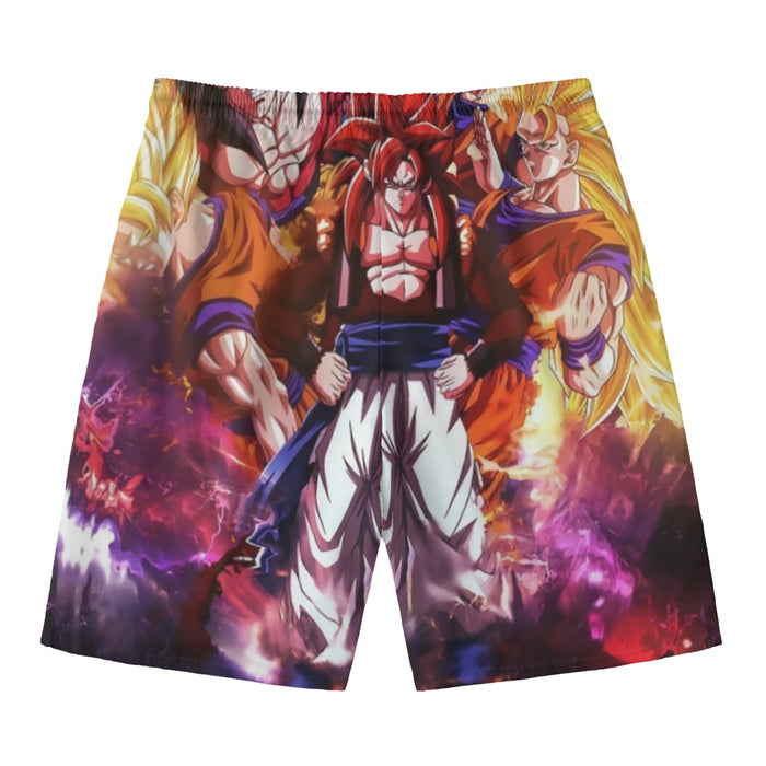 DBZ Gogeta Goku Vegeta Super Saiyan Powerful Lightning Thunder Design Beach Pants