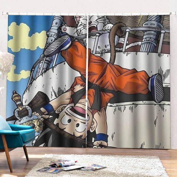 The Naughty Kid Goku and Korin Wise Cat Dragonball Curtains with Hooks