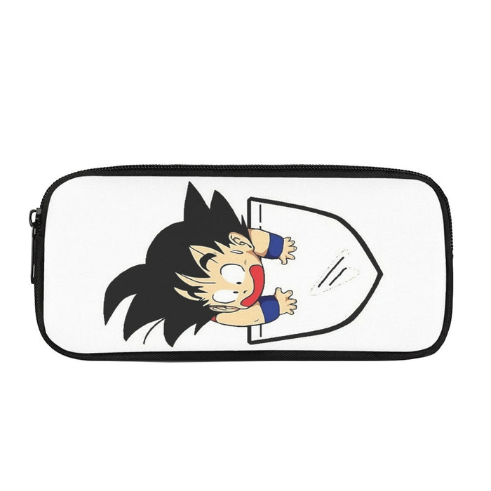 Smiling Goku On Pocket Of Dragon Ball Z Pencil Bag