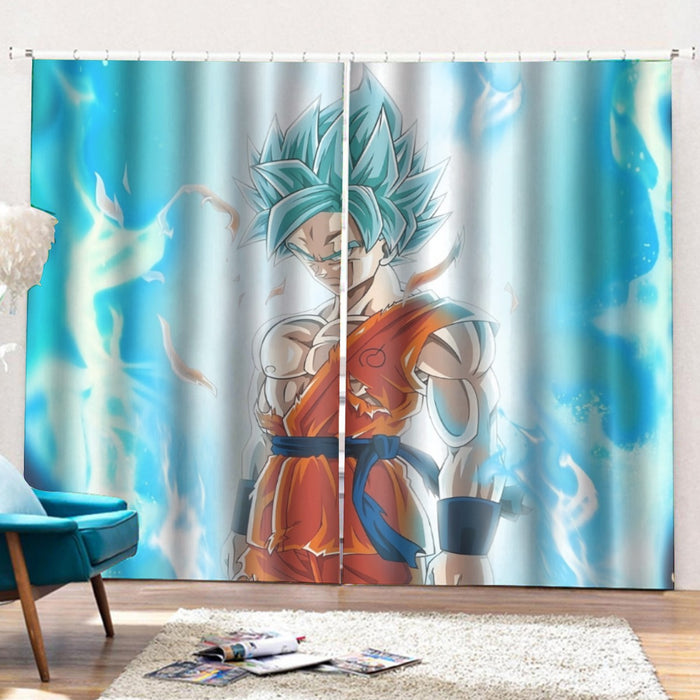 Dragon Ball Serious Super Saiyan Goku 2 Blue Epic Aura Curtains with Hooks