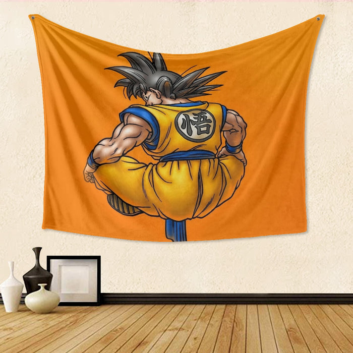 Goku Orange Background Tapestry