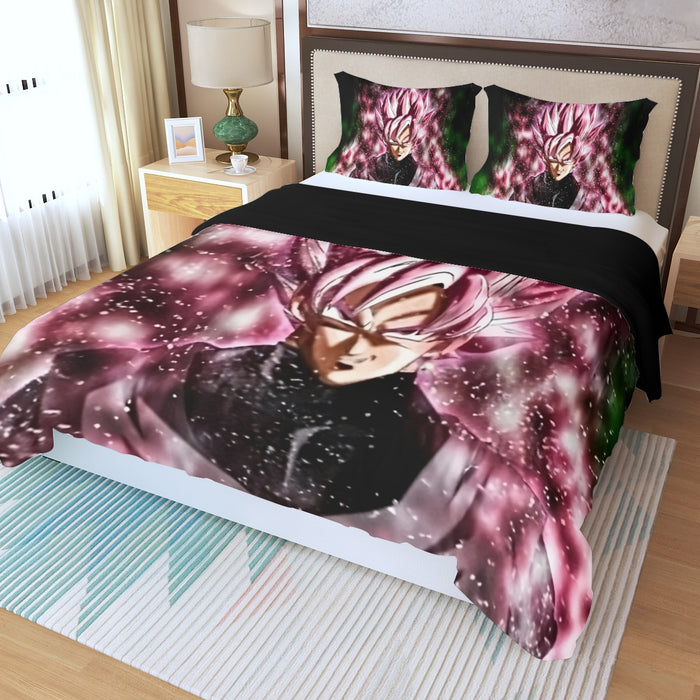 Dragon Ball Z Super Saiyan Goku Black Rose Pink Three Piece Duvet Cover Set