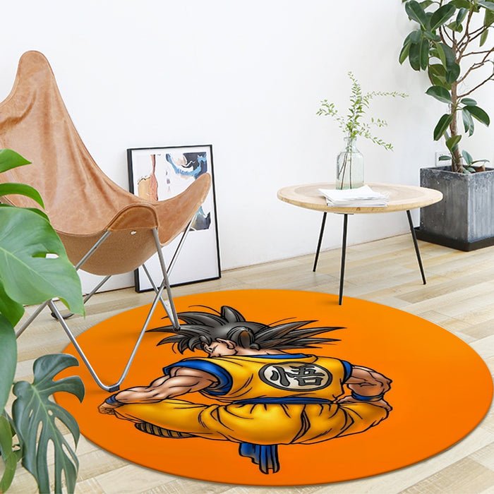 Goku Orange Background round mat