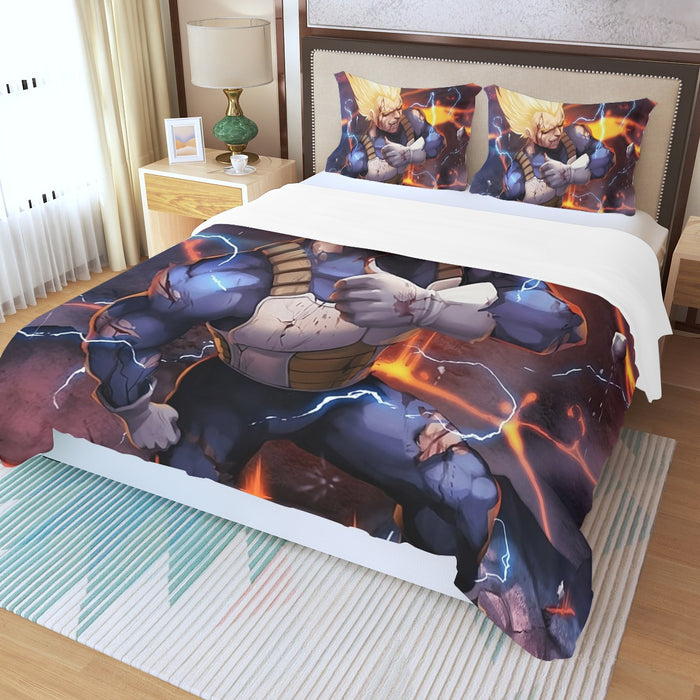 Dragon Ball Z Vegeta Super Saiyan Lightning Custom Three Piece Duvet Cover Set