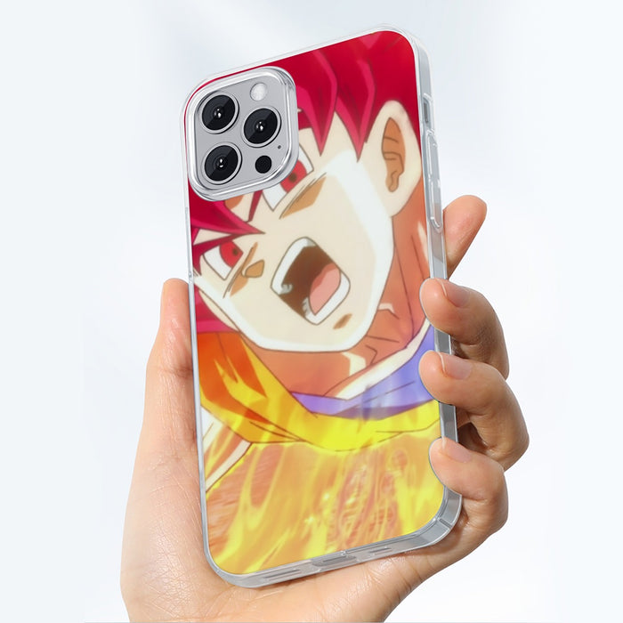 Dragon Ball Goku Super Saiyan Red God Face Portrait Print iPhone 13 Case